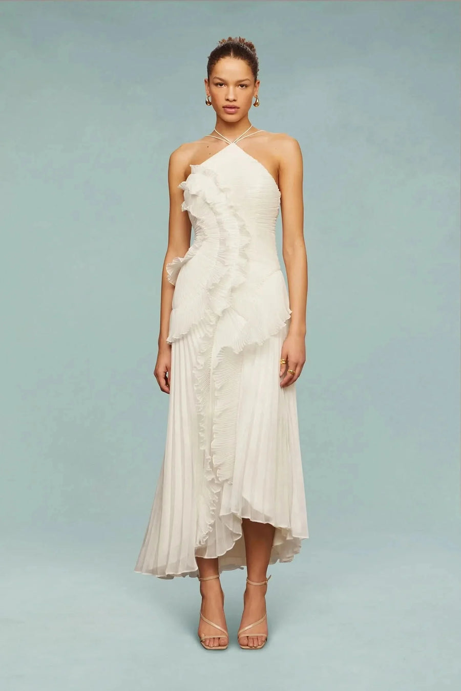 Amelia Halter Maxi Dress White