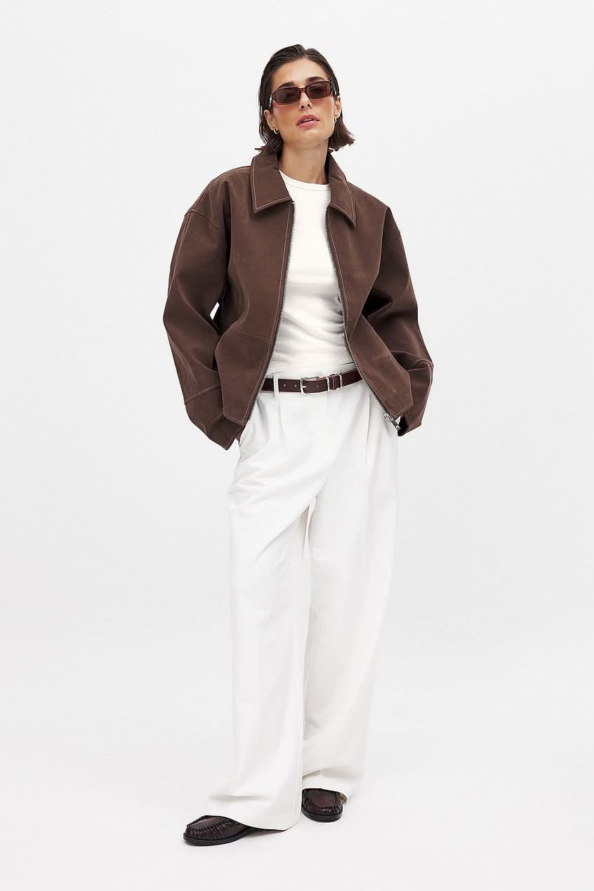 Ava Faux Suede Jacket Brown