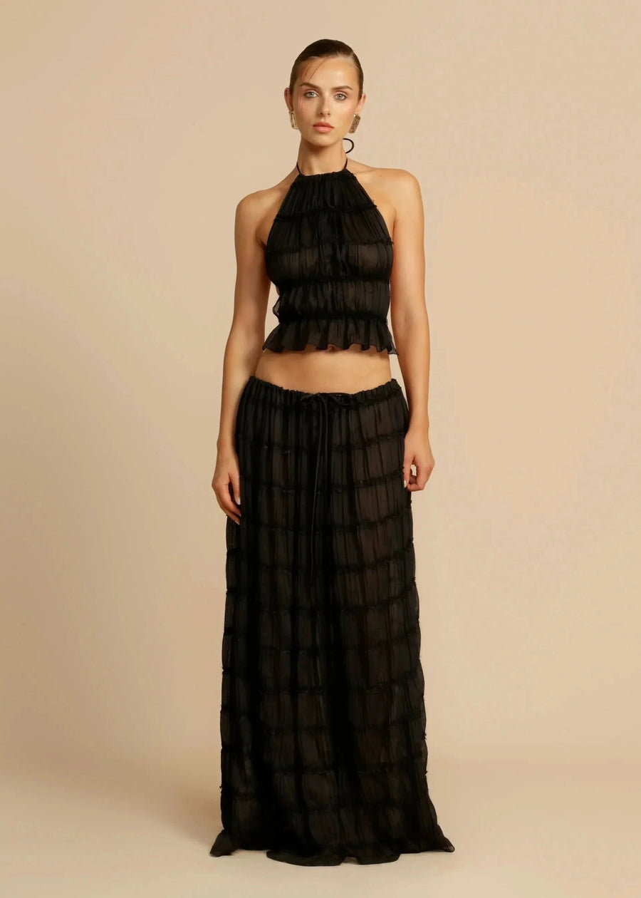 Beatrice Ruffle Set Black