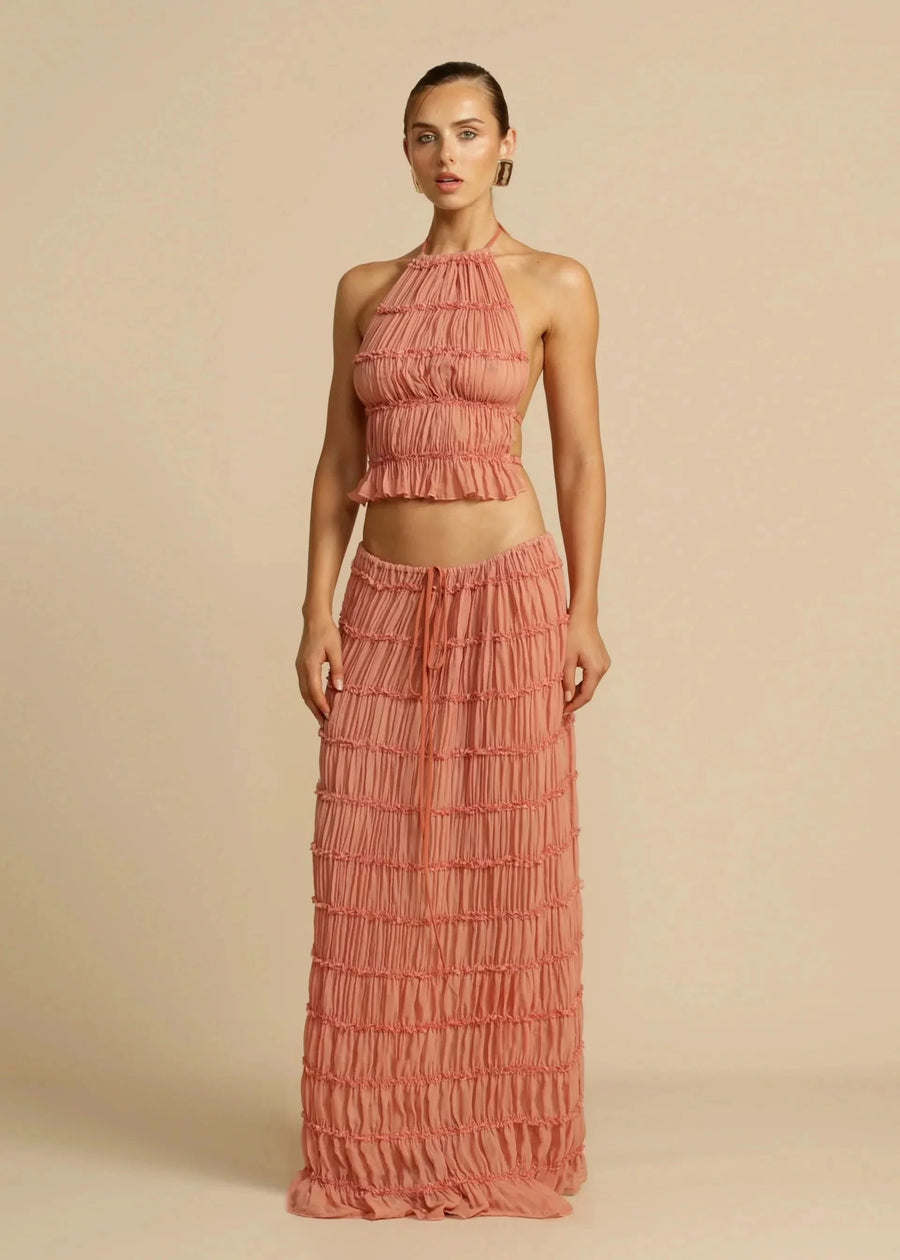 Beatrice Ruffle Set Peach
