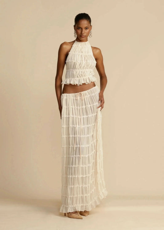 Beatrice Ruffle Set White