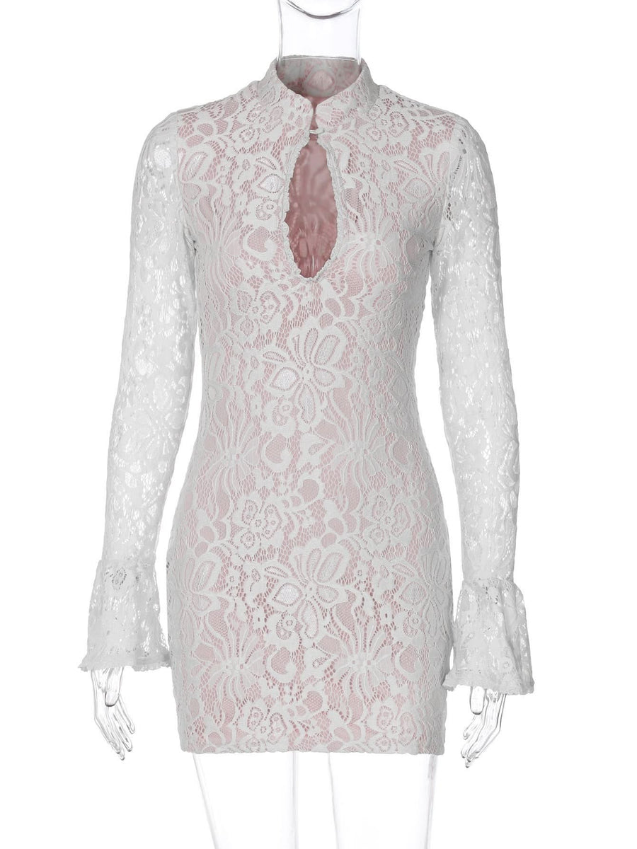 Brianna Lace Mini Dress White
