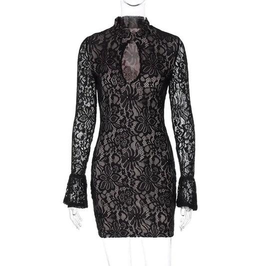 Brianna Lace Mini Dress Black