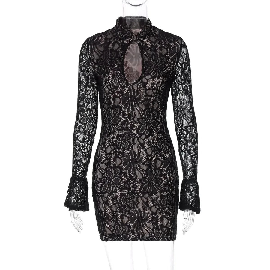 Brianna Lace Mini Dress Black