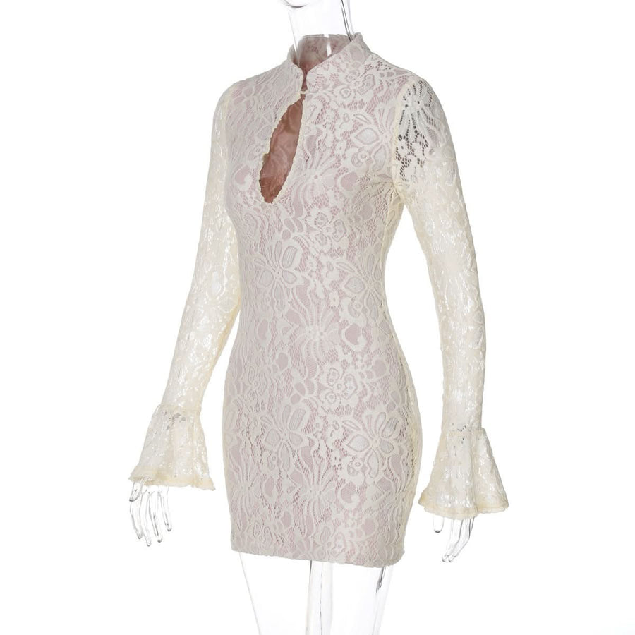 Brianna Lace Mini Dress Light Yellow