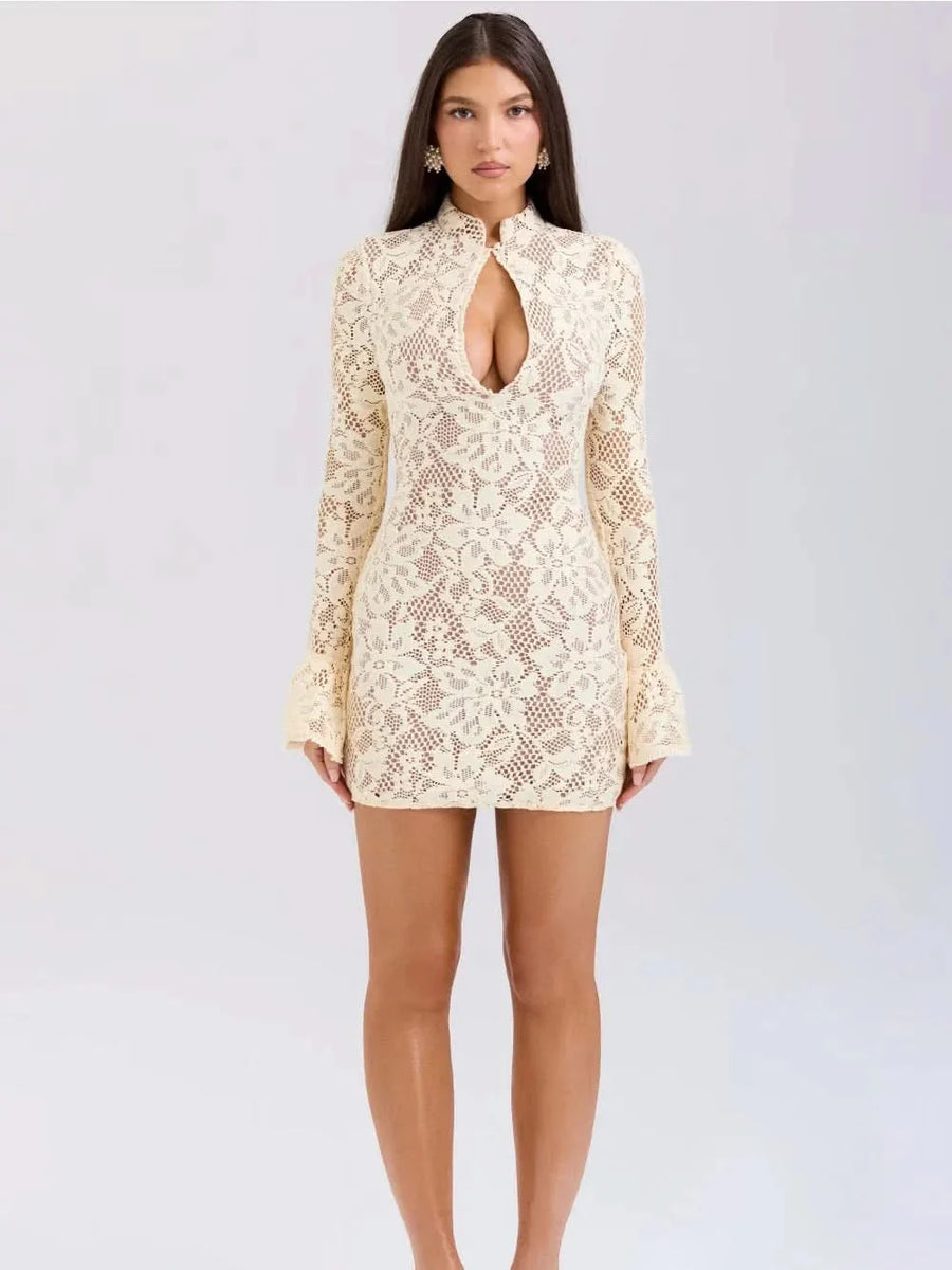 Brianna Lace Mini Dress Yellow