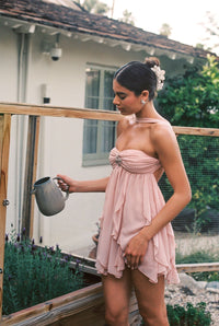 Caterina Floral Halter Dress Peach