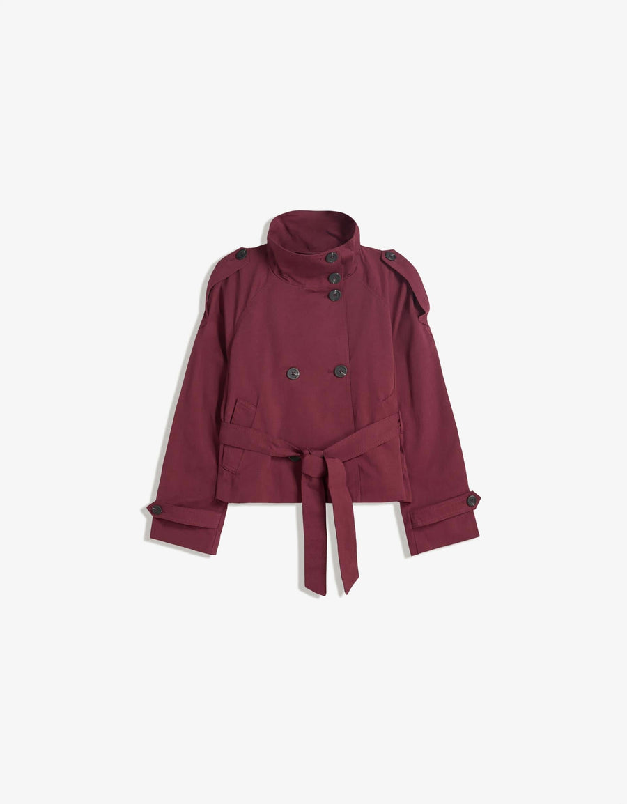 Ceora Cropped Trench Burgundy