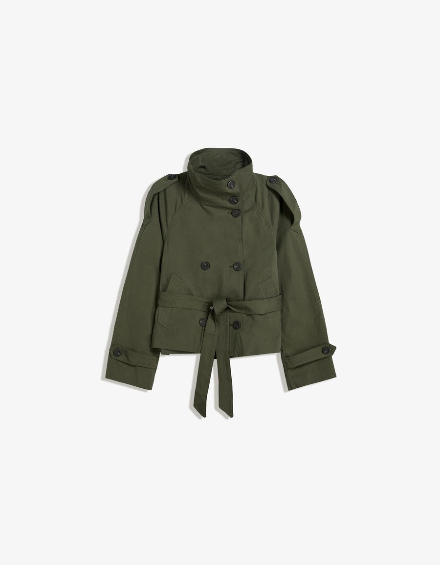 Ceora Cropped Trench Army Green