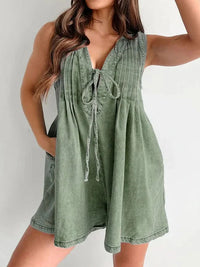 Dixie Denim Romper Green