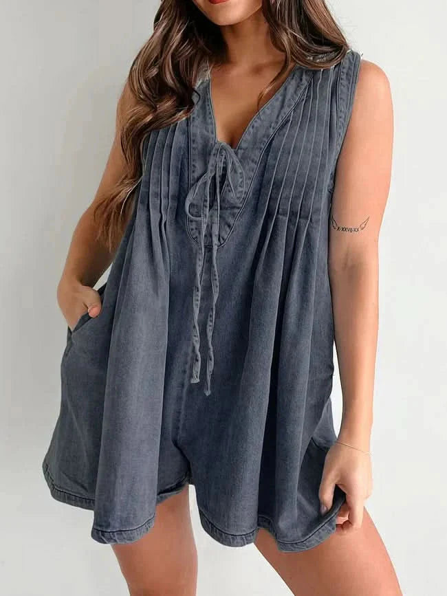 Dixie Denim Romper Navy