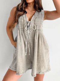 Dixie Denim Romper Beige