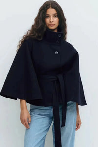 Elsie Belt Cape Jacket Navy