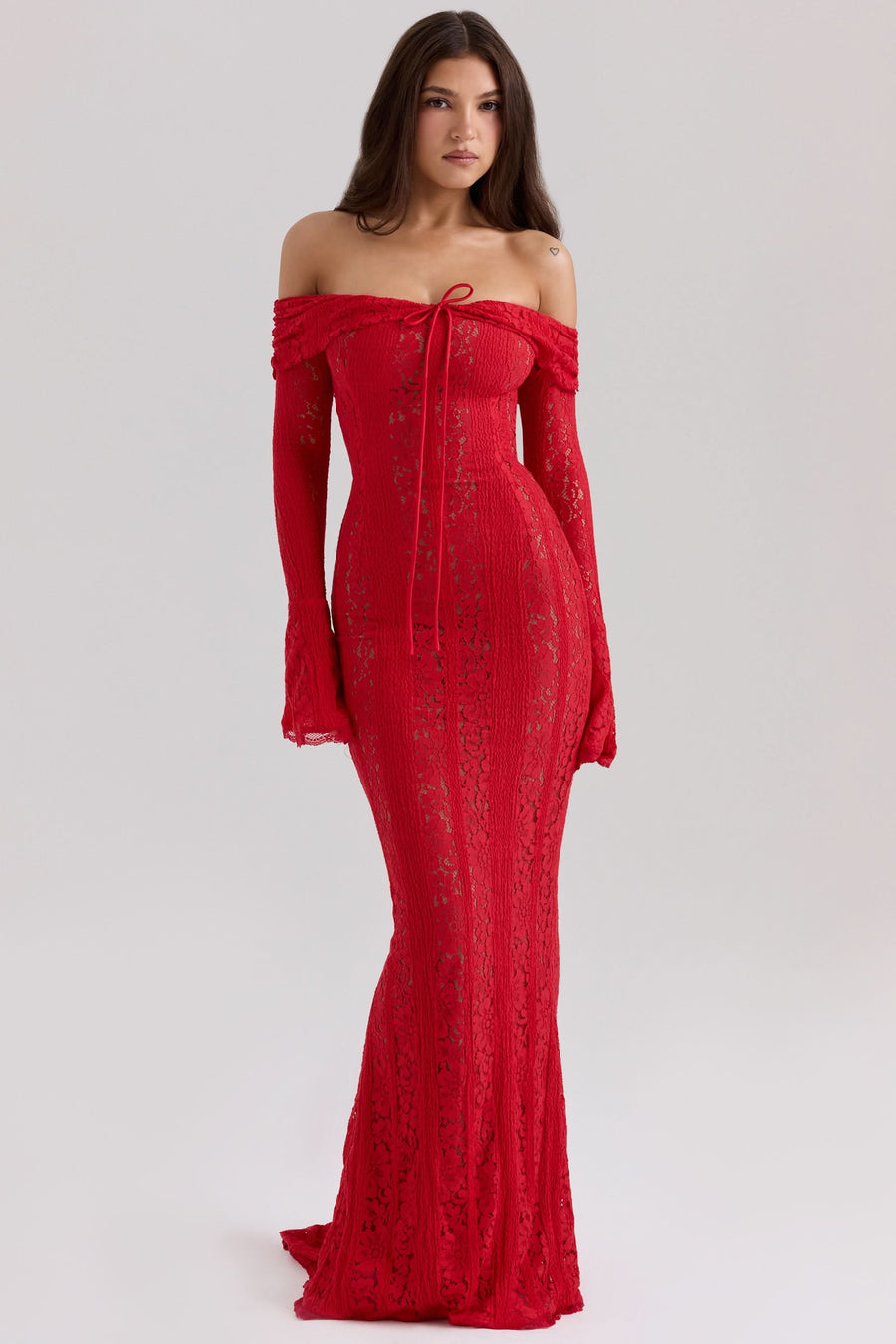 Emily Lace Maxi Dress Rust Red