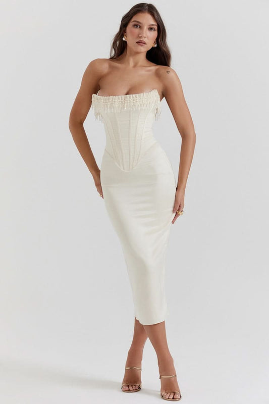 Emily Strapless Dress White