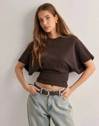 Emily Wide Sleeve Top Brown