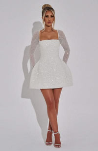Grace Mini Dress Glitter White