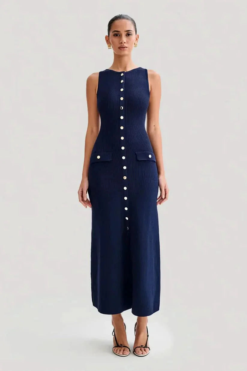 Hilton Midi Dress Navy
