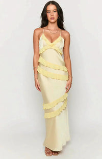 Inara Ruffle Maxi Dress Yellow