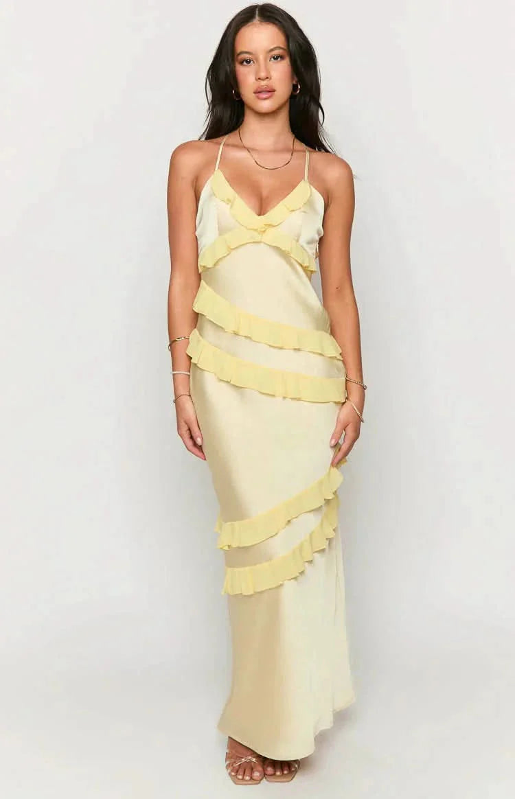 Inara Ruffle Maxi Dress Yellow