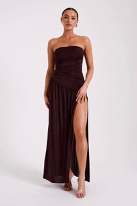 Isabella Strapless Maxi Dress Burgundy