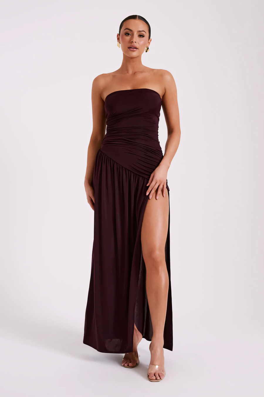 Isabella Strapless Maxi Dress Burgundy
