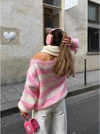 Ivy Striped Sweater Pink