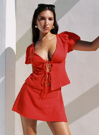 Jenna Blouse Set Red