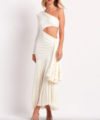 Jessie Fringe Maxi Dress Cream