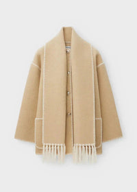 Jessy Elegant Scarf Coat Beige