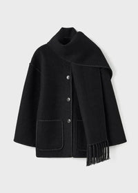Jessy Elegant Scarf Coat Black