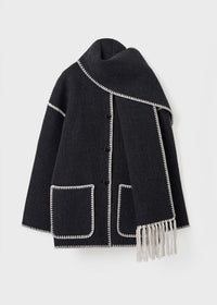 Jessy Elegant Scarf Coat Dark Gray