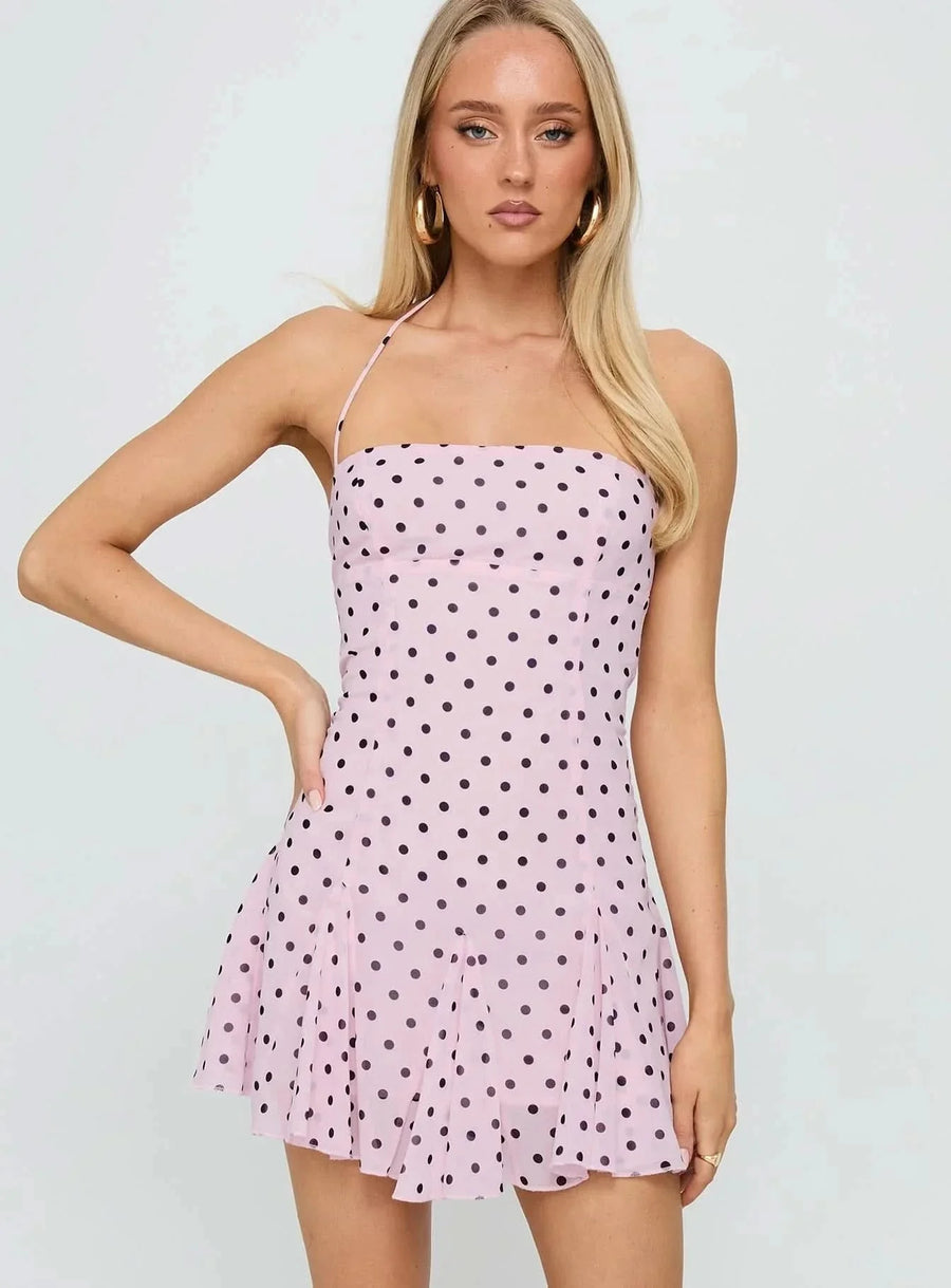 Katie Polka Mini Dress Pink