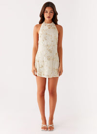 Kaylinn Beaded Mini Dress Apricot