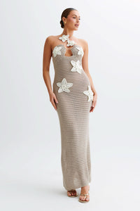 Kyla Crochet Maxi Dress Taupe
