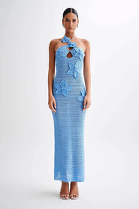 Kyla Crochet Maxi Dress Blue