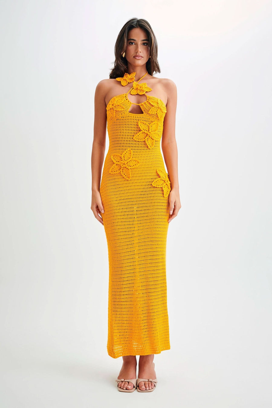 Kyla Crochet Maxi Dress Orange