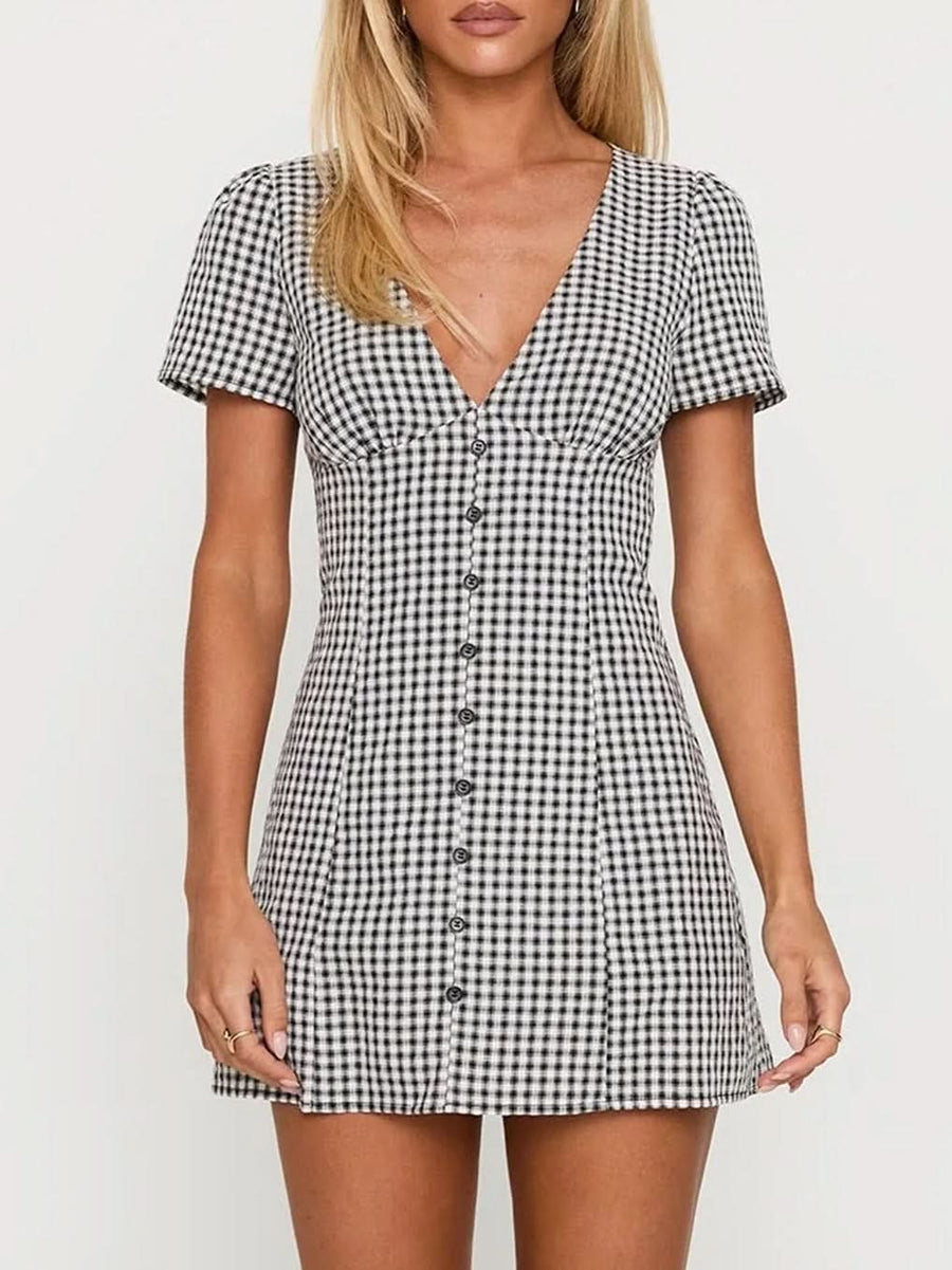 Kyla Mini Playsuit Black Check