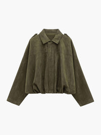 Lara Suede Bomber Jacket Green