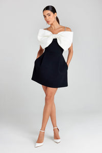 Lessy Bow Mini Dress Black