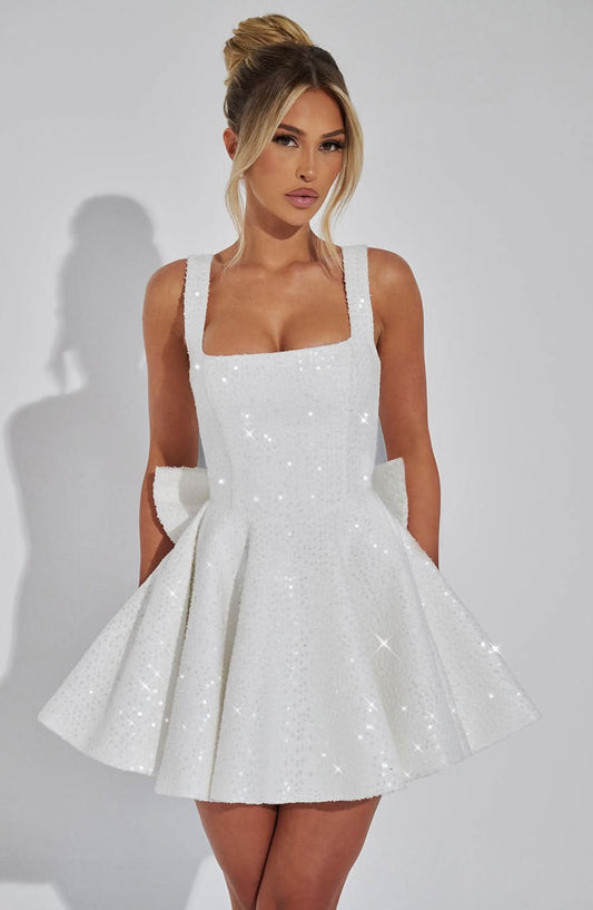 Lucia Mini Bow Dress White