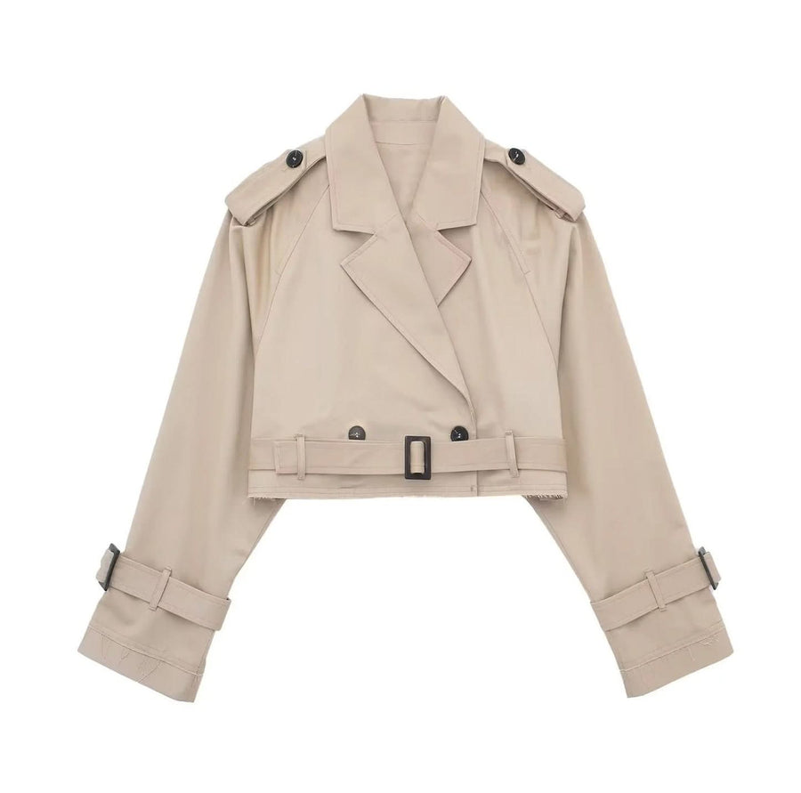 Lylah Cropped Trenchcoat Khaki