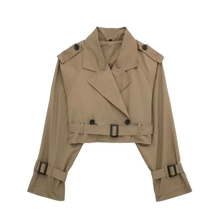Lylah Cropped Trenchcoat Dark Brown