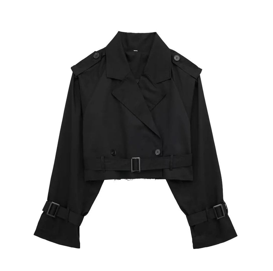 Lylah Cropped Trenchcoat Black