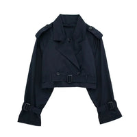 Lylah Cropped Trenchcoat Navy Blue