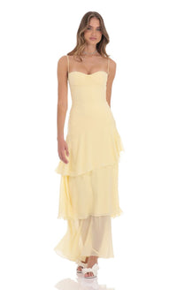 Mara Long Ruffle Maxi Dress Yellow