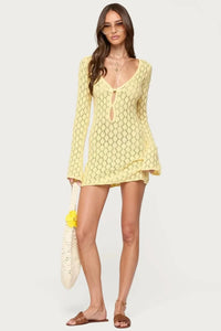 Mare Crochet Mini Dress Yellow