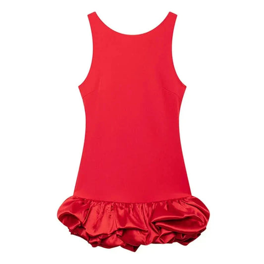 Megan Ruffle Mini Dress Red