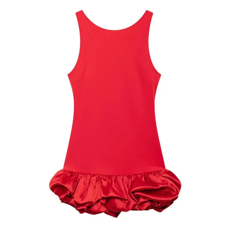 Megan Ruffle Mini Dress Red