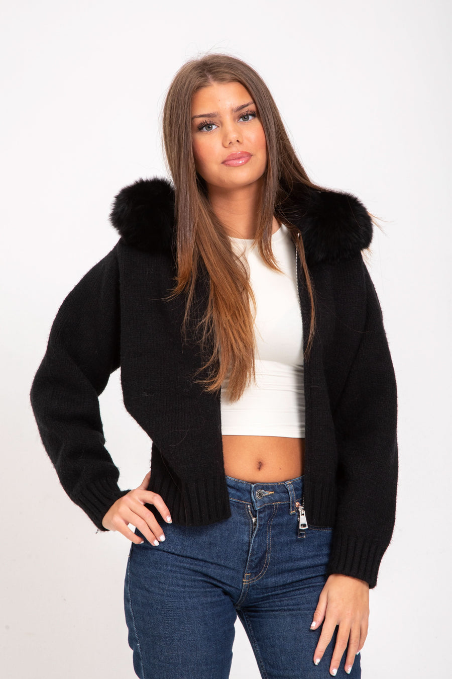 Melly Fur Jacket Black